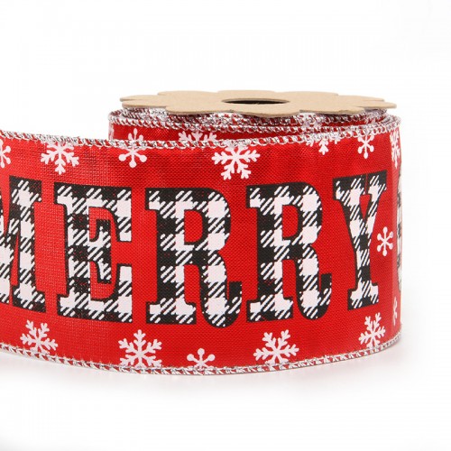 Ruy Băng Noel Chữ Giáng Sinh Đen-Đỏ, R63mm- D4,5m 
